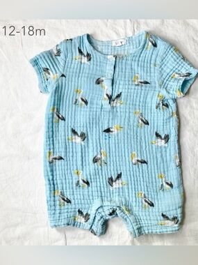 Angel Dear 12-18 Months Baby Toddler Crinkle Gauze Cotton Romper Summer